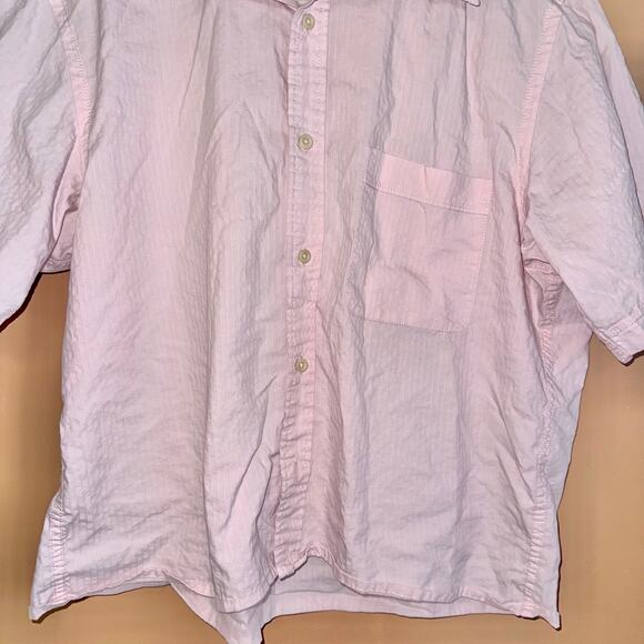 Uniqlo Men's Box Crop Short Sleeve Polo Tee T-Shirt in Pink - Size Large - Picture 7 of 9